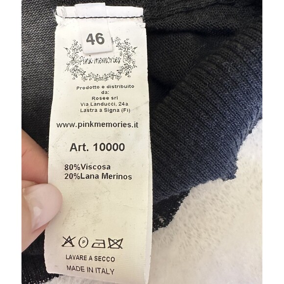 Pink Memories Women's Black Floral Long Sleeve Light Knit Sweater Top Sz 10/46 - Picture 8 of 13